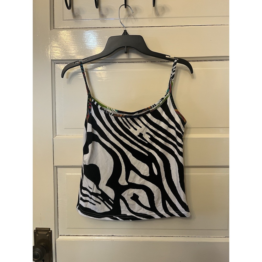 JOSEPH RIBKOFF Black White Zebra Print Tank Cami Women's Size 10